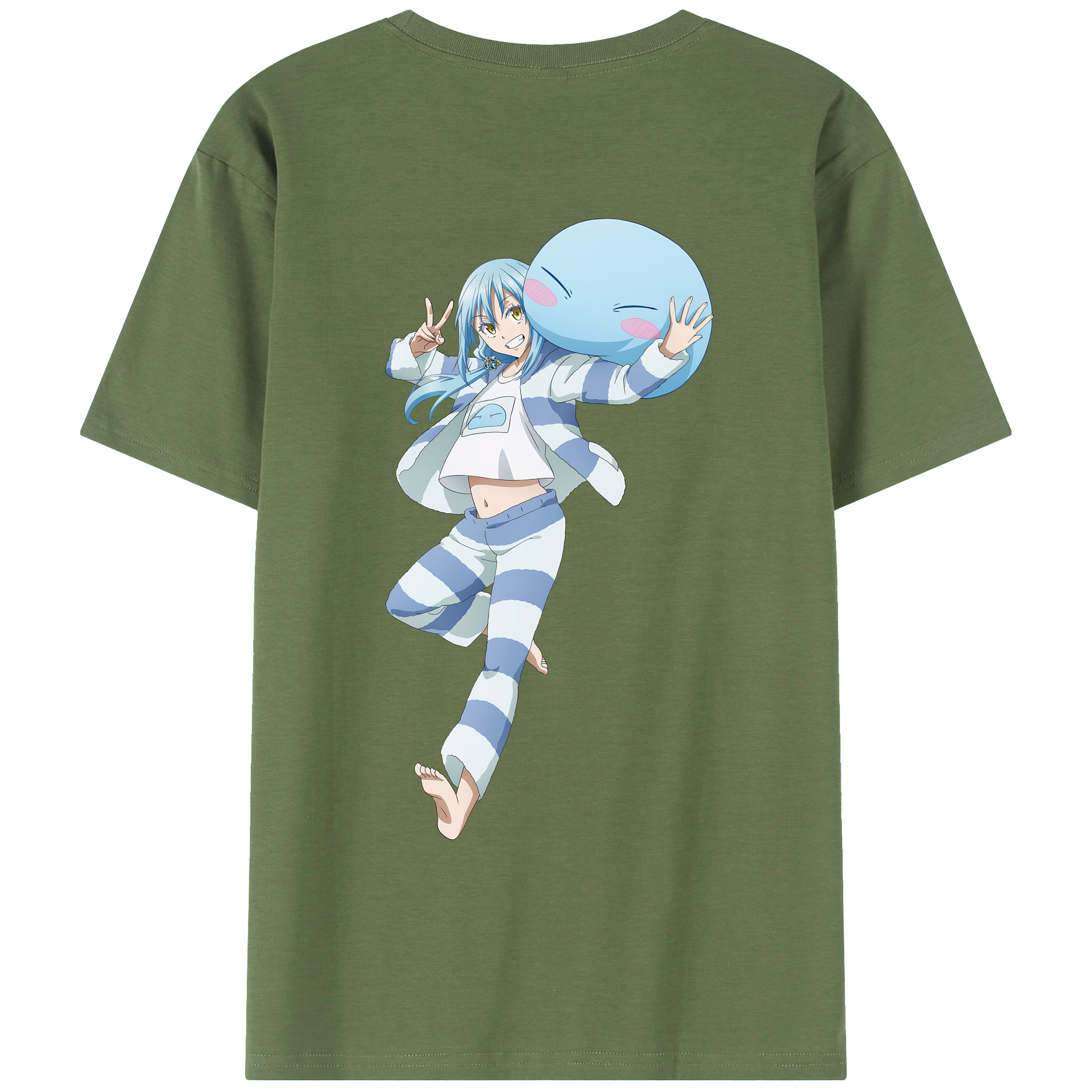 （画像用） 転スラ Regarding Reincarnated to Slime 綿100％ メンズ半袖Tシャツ（バックプリント） 通気性